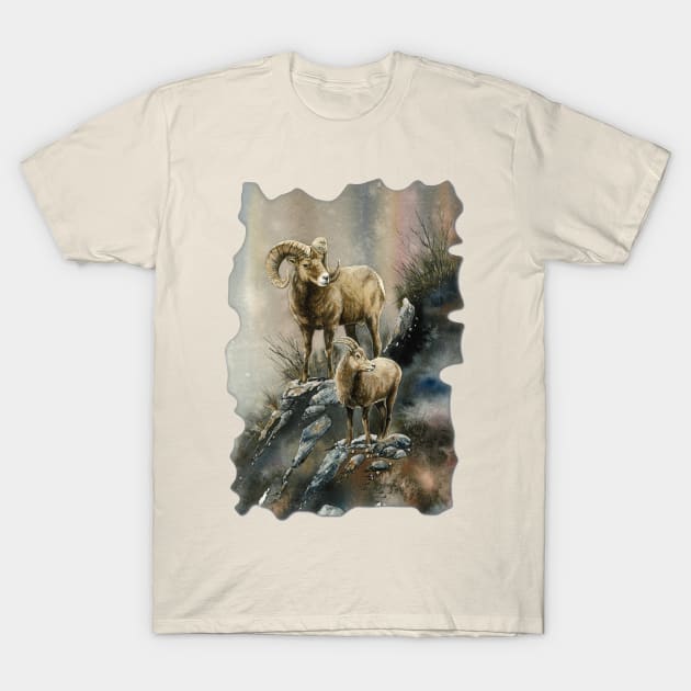 Bighorns T-Shirt by Dave Bartholet Wildlife Art